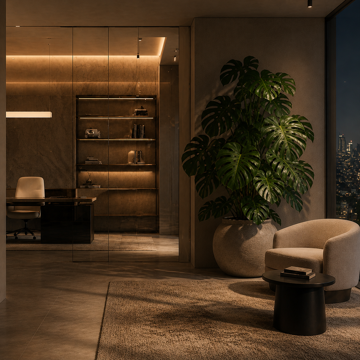 Rare architectural specimen in a minimalist moody gallery setting